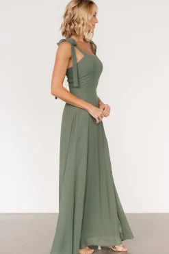Discount Baltic Born Necia Tie Shoulder Maxi Dress | Dark Sage DarkSage