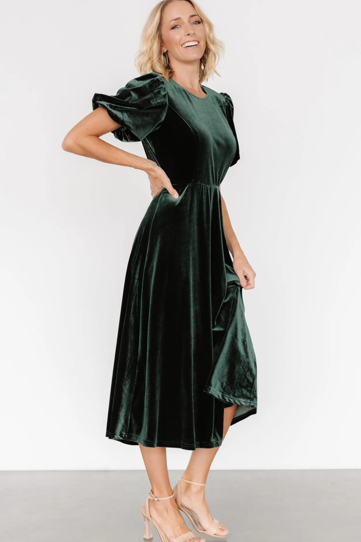 Best Baltic Born Nita Velvet Midi Dress | Deep Green DeepGreen