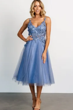 Online Baltic Born Noelle Shimmer Midi Dress | Slate Blue SlateBlue