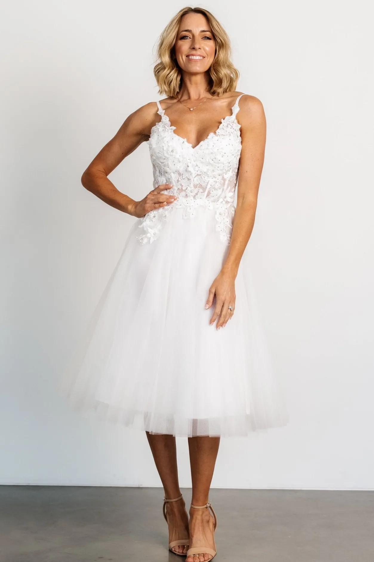 New Baltic Born Noelle Shimmer Midi Dress | Off White OffWhite