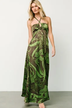Clearance Baltic Born Norah Halter Dress | Brown + Green Print Brown+GreenPrint