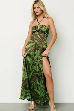 Clearance Baltic Born Norah Halter Dress | Brown + Green Print Brown+GreenPrint