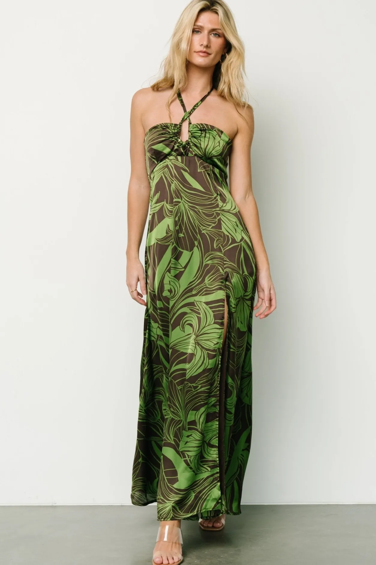 Clearance Baltic Born Norah Halter Dress | Brown + Green Print Brown+GreenPrint