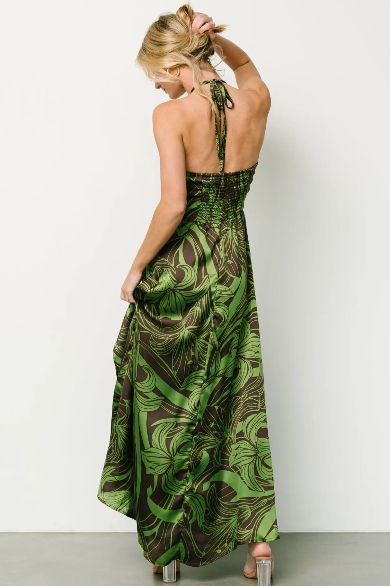 Clearance Baltic Born Norah Halter Dress | Brown + Green Print Brown+GreenPrint