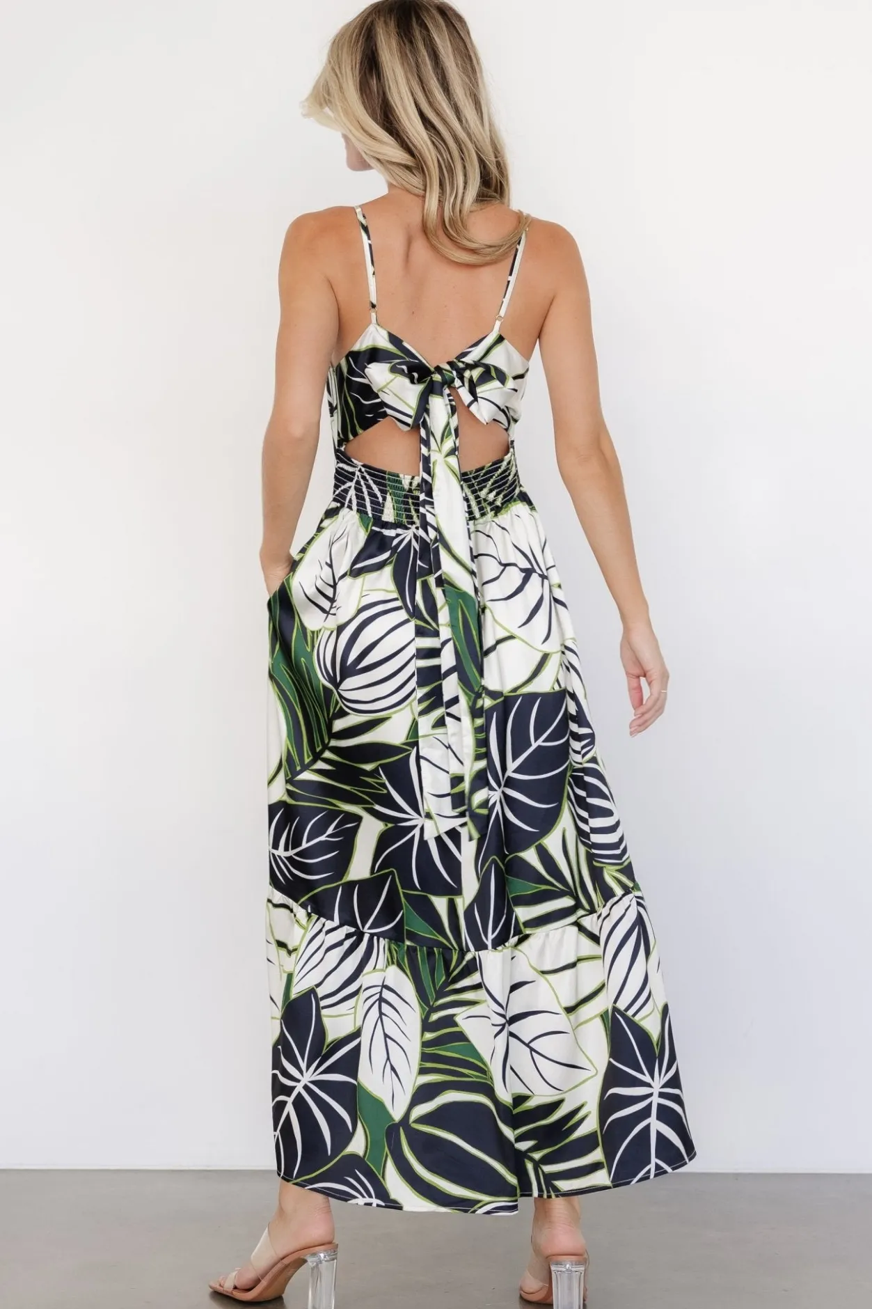 Clearance Baltic Born Norita Tie Back Tank Dress | Black + Green Print Black+GreenPrint