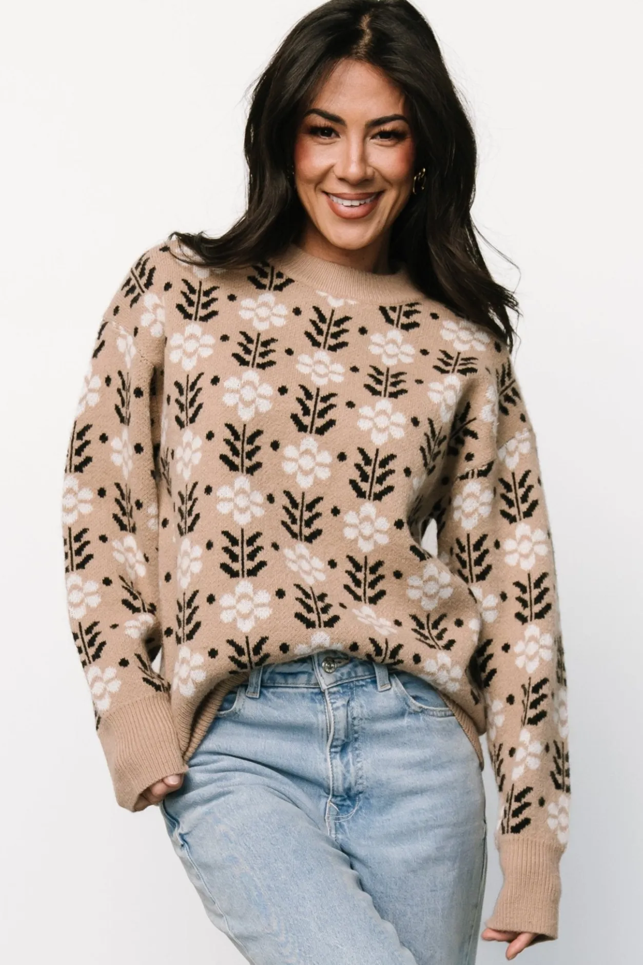 New Baltic Born Norris Sweater | Tan Multi Floral TanMultiFloral