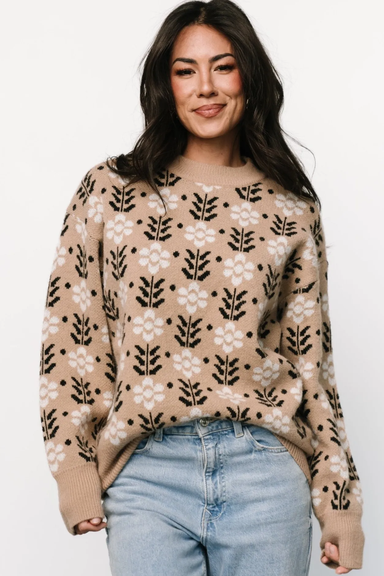 New Baltic Born Norris Sweater | Tan Multi Floral TanMultiFloral