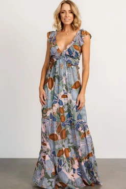 Outlet Baltic Born Nylah Back Tie Maxi Dress | Blue Multi BlueMulti