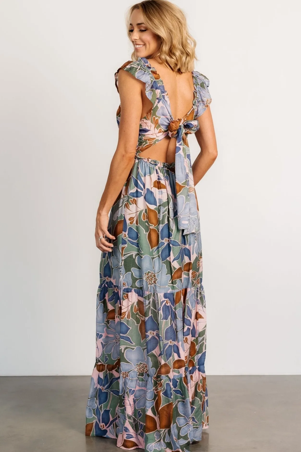 Outlet Baltic Born Nylah Back Tie Maxi Dress | Blue Multi BlueMulti