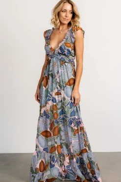 Outlet Baltic Born Nylah Back Tie Maxi Dress | Blue Multi BlueMulti