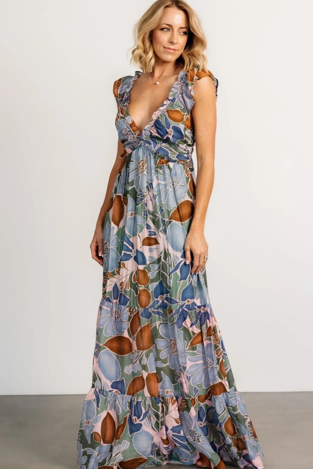 Outlet Baltic Born Nylah Back Tie Maxi Dress | Blue Multi BlueMulti