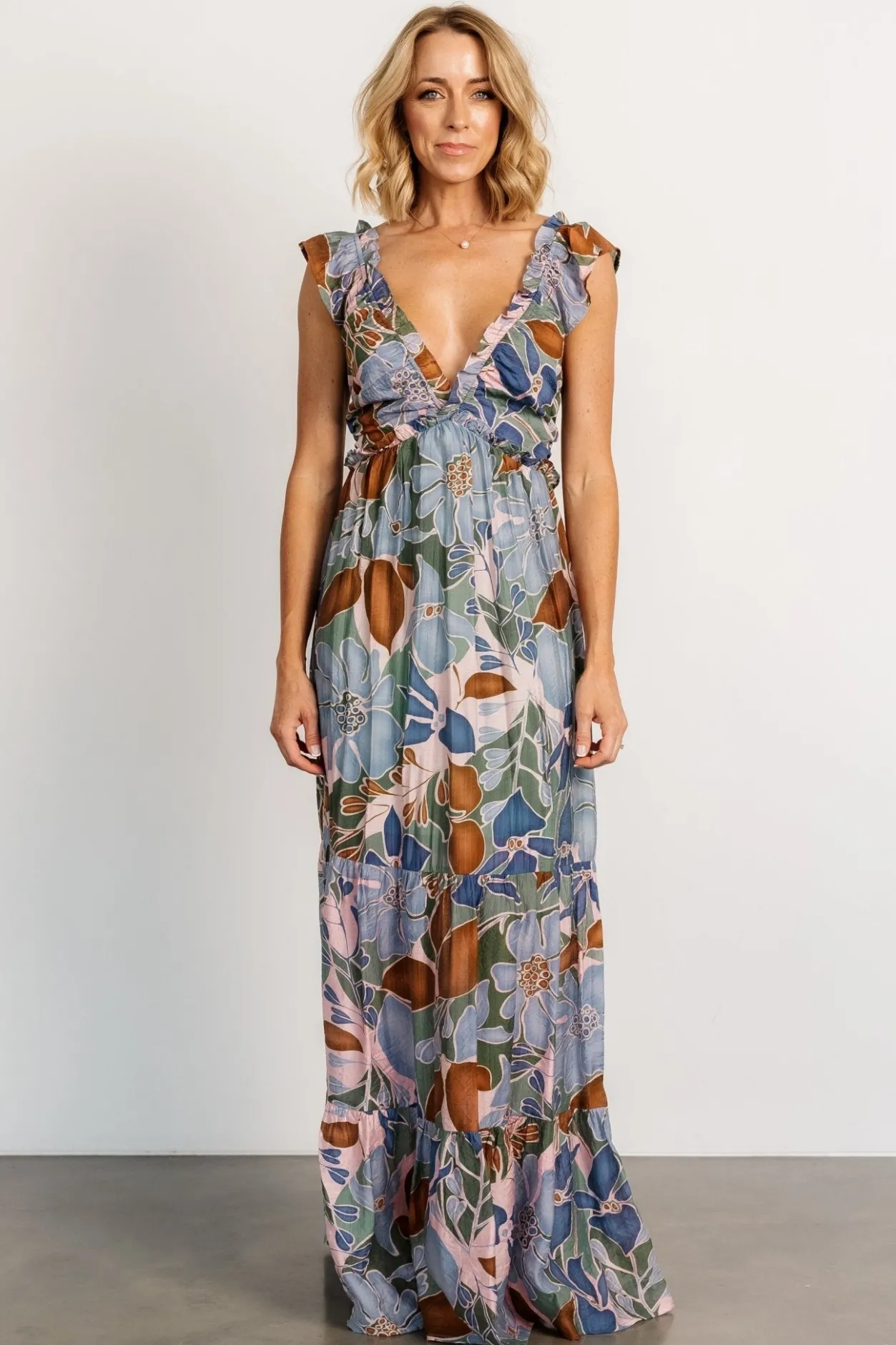 Outlet Baltic Born Nylah Back Tie Maxi Dress | Blue Multi BlueMulti