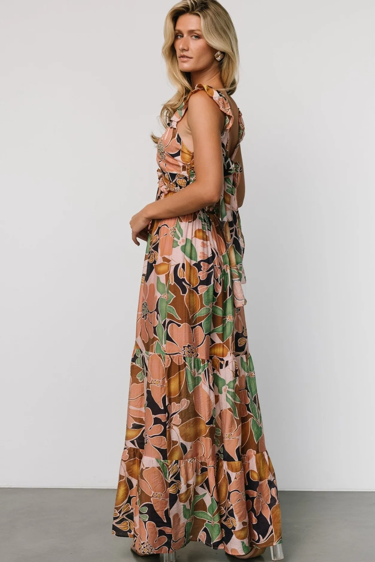 Outlet Baltic Born Nylah Back Tie Maxi Dress | Mocha Multi MochaMulti