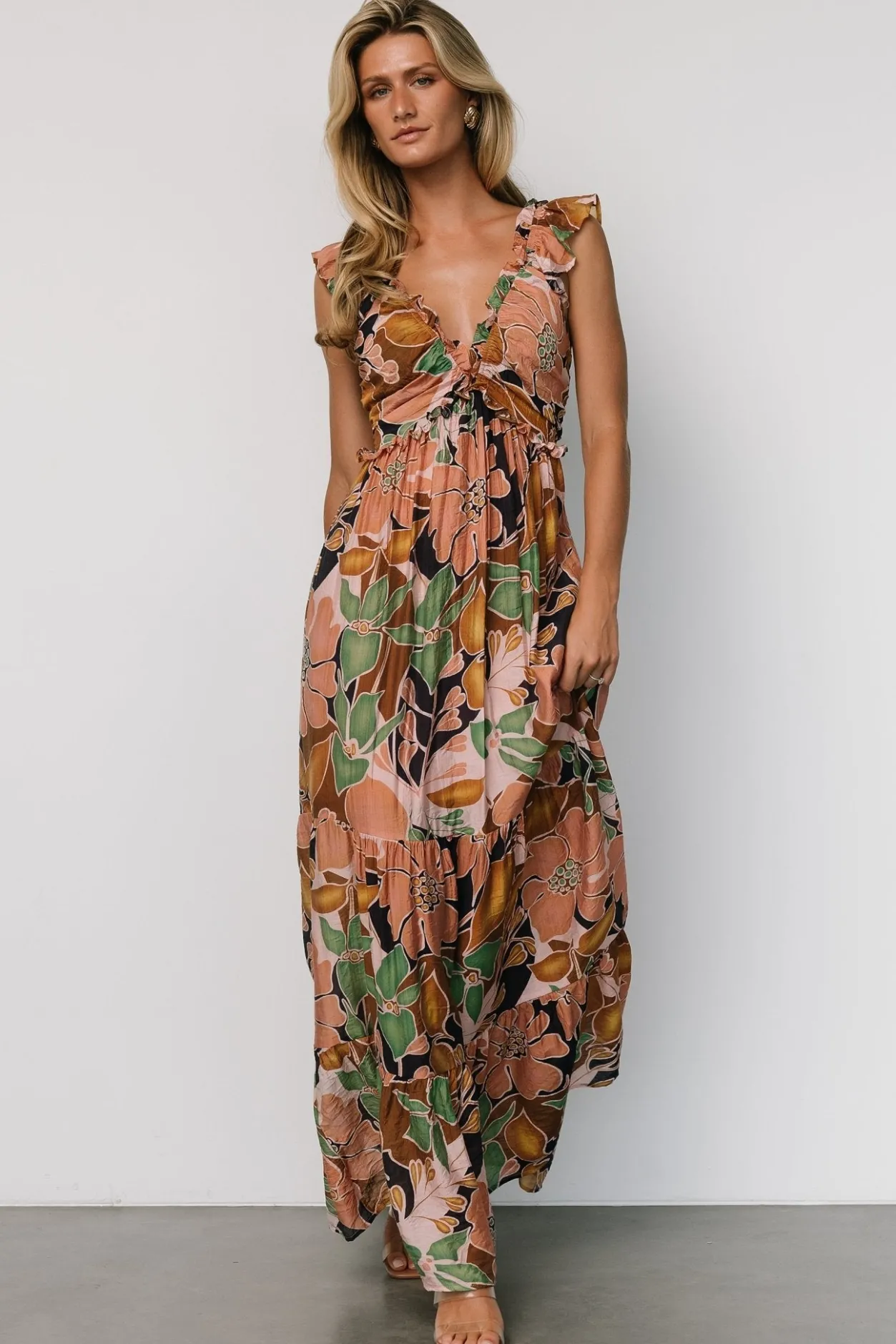 Outlet Baltic Born Nylah Back Tie Maxi Dress | Mocha Multi MochaMulti