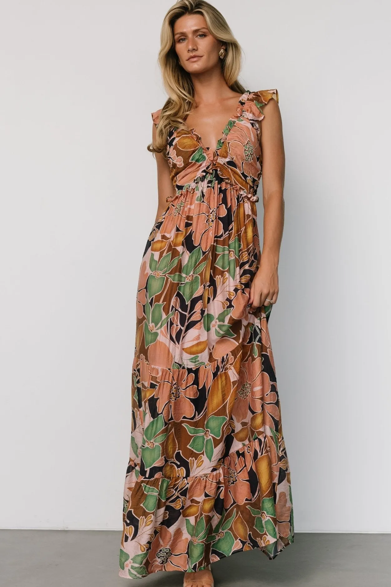 Outlet Baltic Born Nylah Back Tie Maxi Dress | Mocha Multi MochaMulti