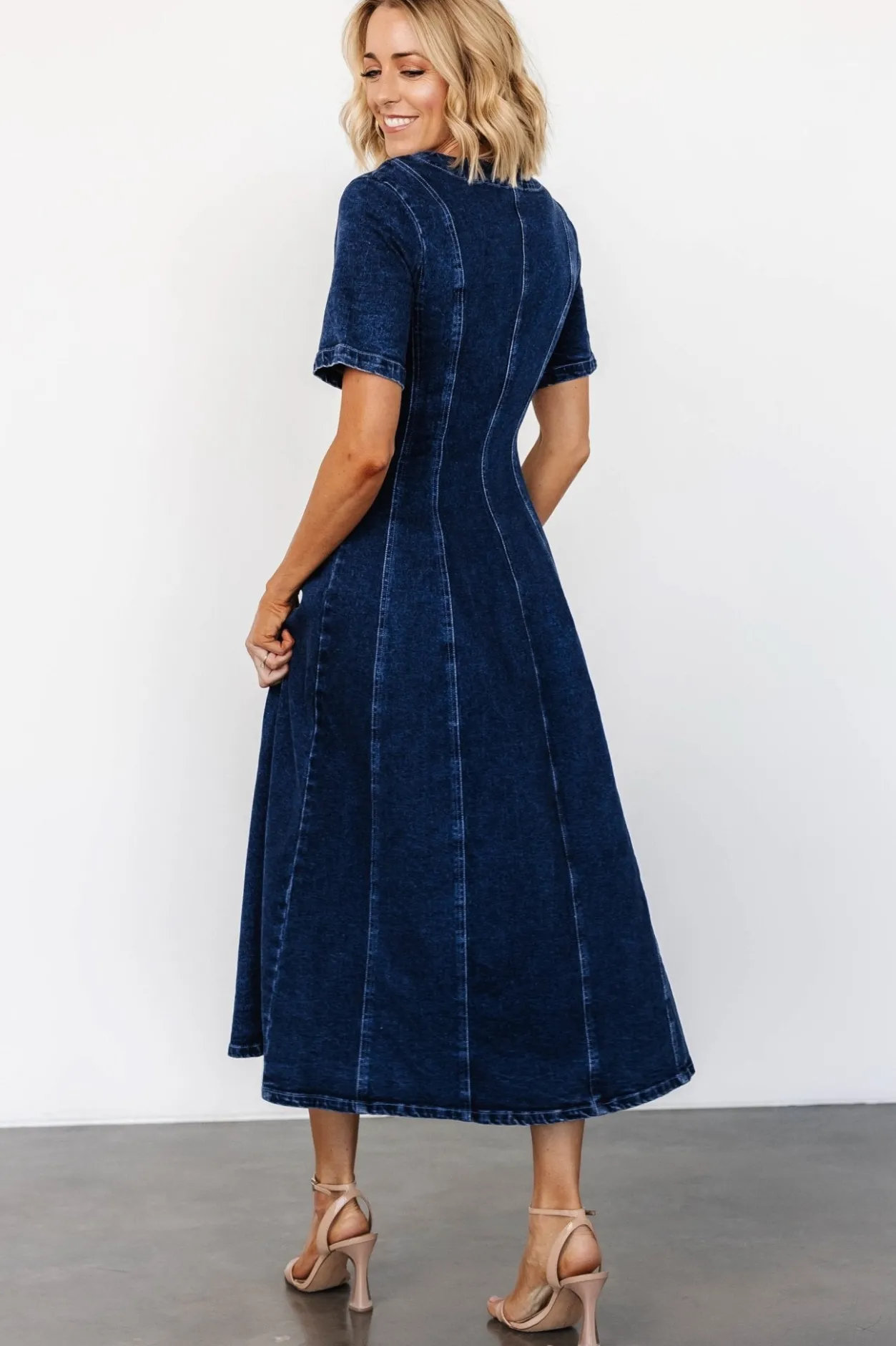 Discount Baltic Born Oakley Button Denim Dress | Blue