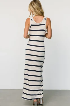 New Baltic Born Palawan Striped Maxi Dress | Cream + Navy Cream+Navy