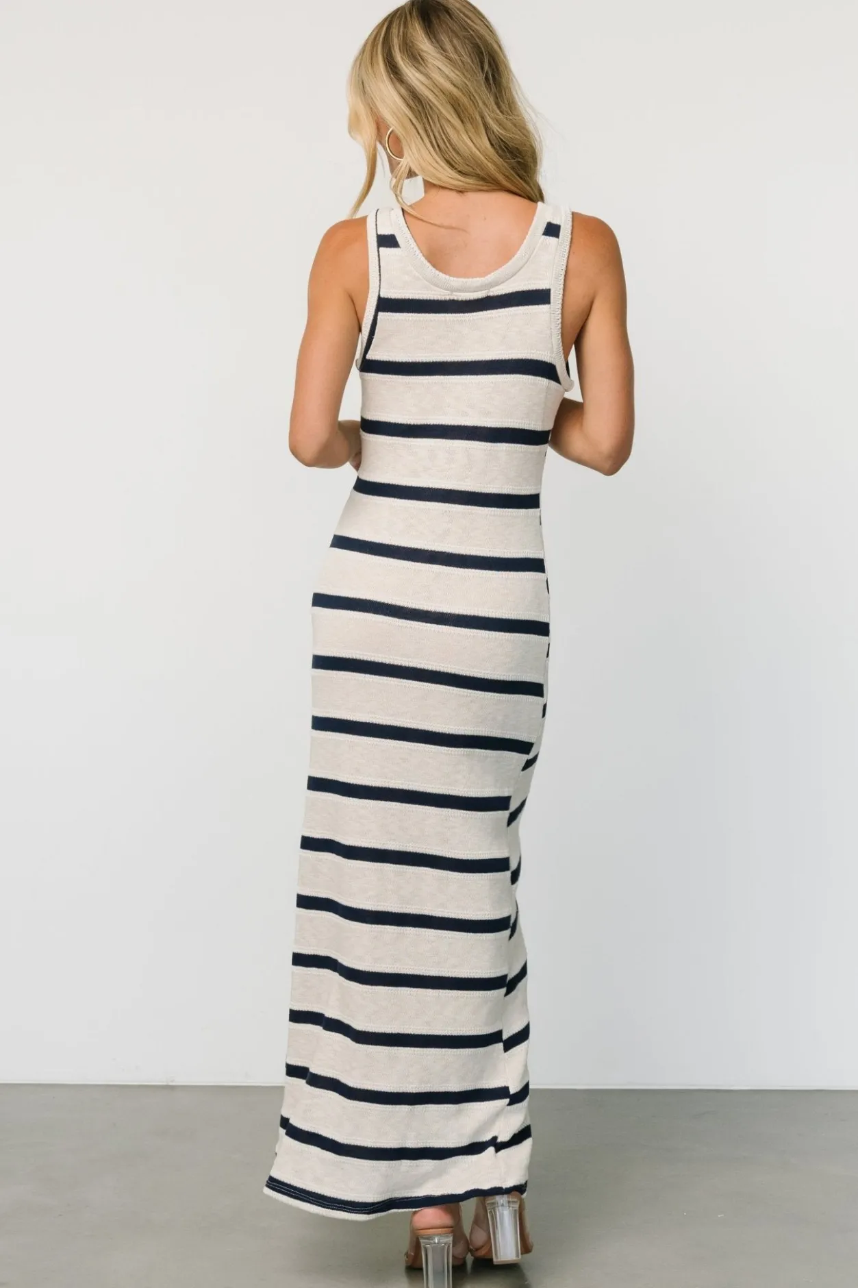 New Baltic Born Palawan Striped Maxi Dress | Cream + Navy Cream+Navy