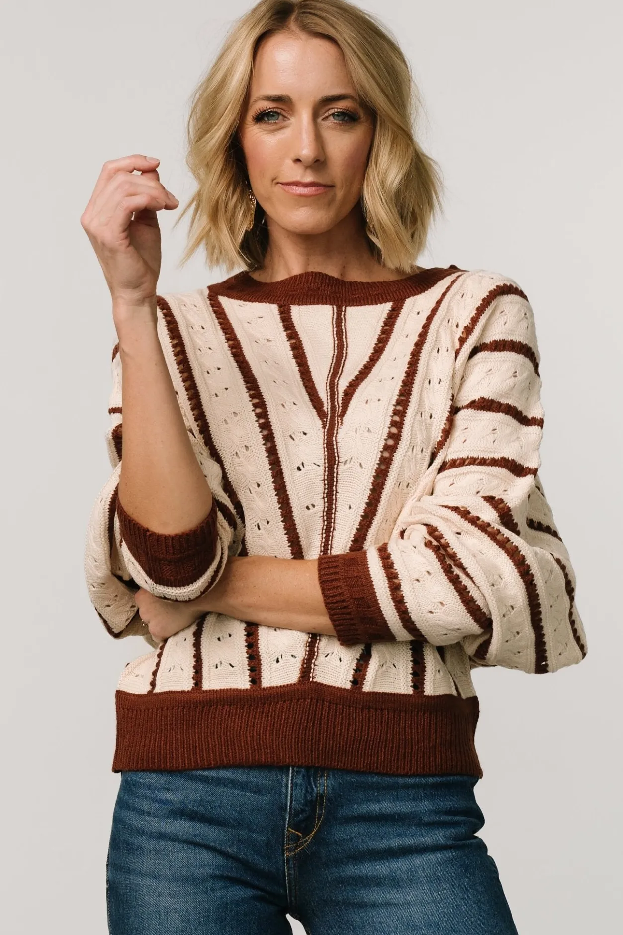 Hot Baltic Born Paola Pointelle Sweater | Cream + Copper Cream+Copper