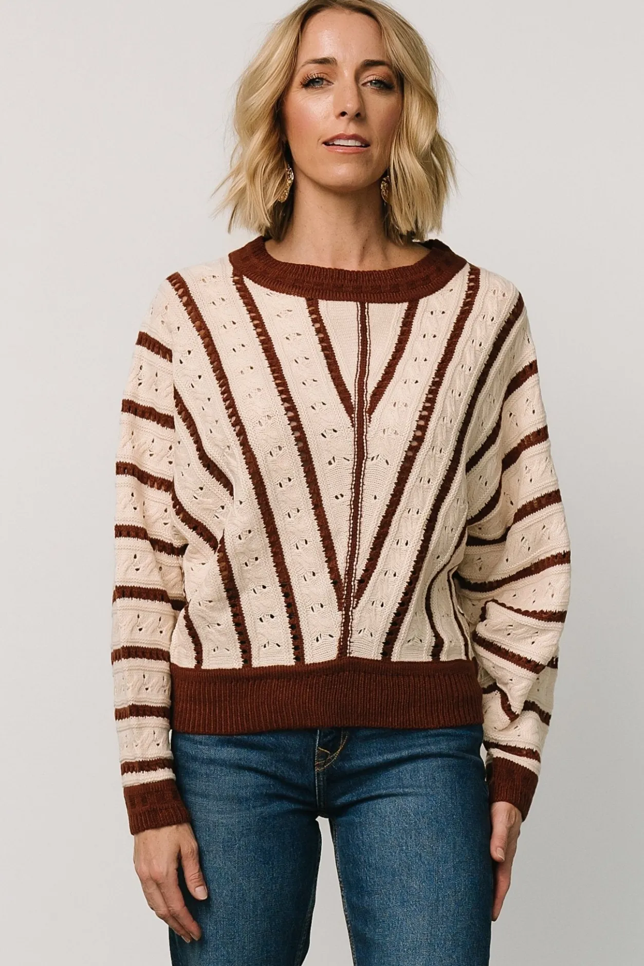 Hot Baltic Born Paola Pointelle Sweater | Cream + Copper Cream+Copper