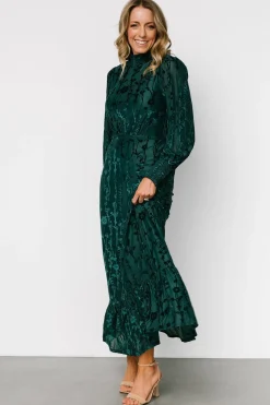 New Baltic Born Penelope Velvet Maxi Dress | Emerald