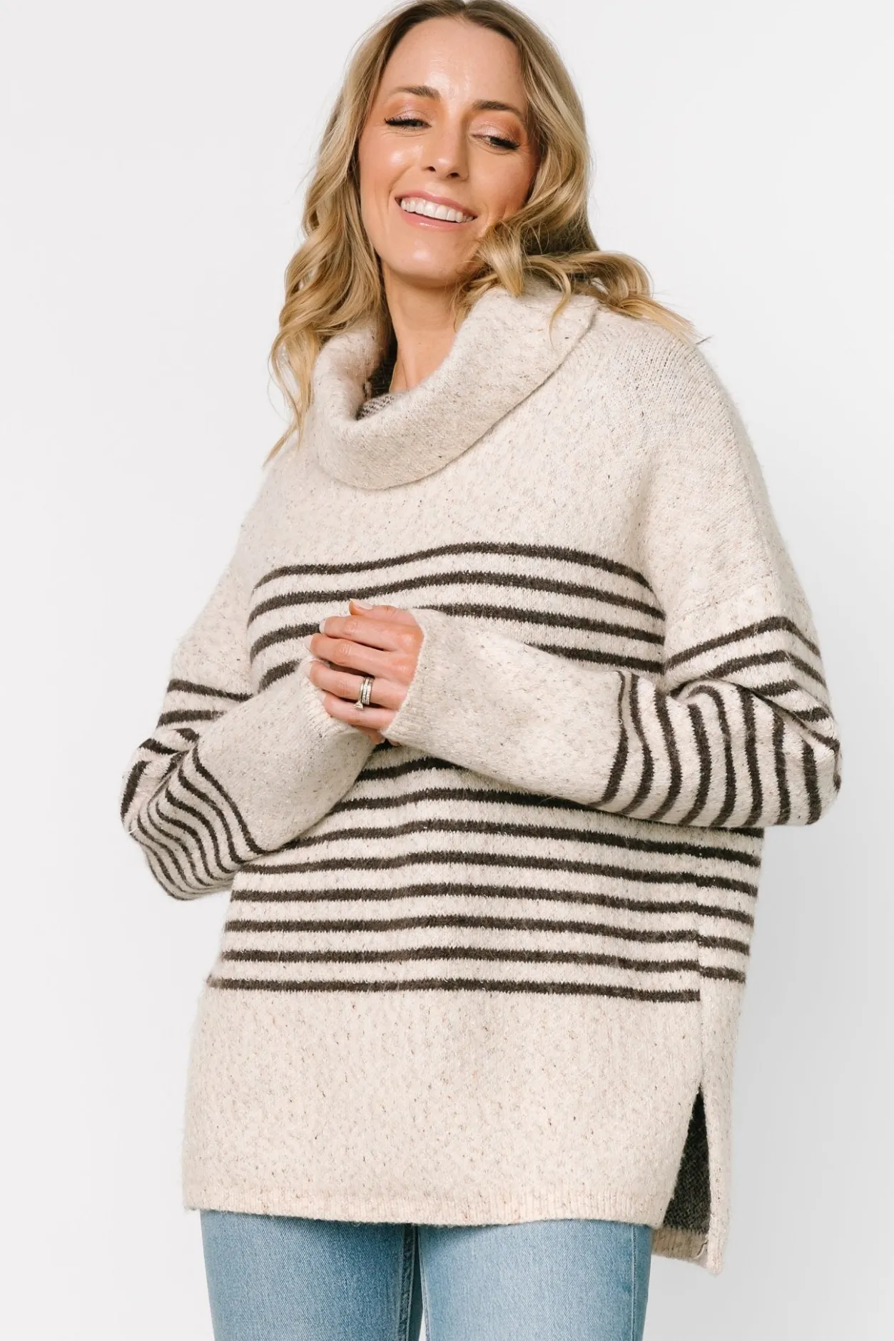 Outlet Baltic Born Pennington Turtleneck Sweater | Cream Multi Stripe CreamMultiStripe