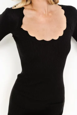 Sale Baltic Born Percy Scalloped Midi Dress | Black
