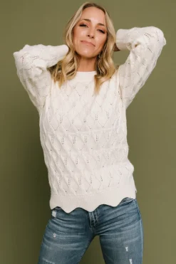 Hot Baltic Born Perle Eyelet Scallop Sweater | Cream