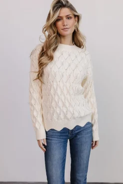 Hot Baltic Born Perle Eyelet Scallop Sweater | Cream