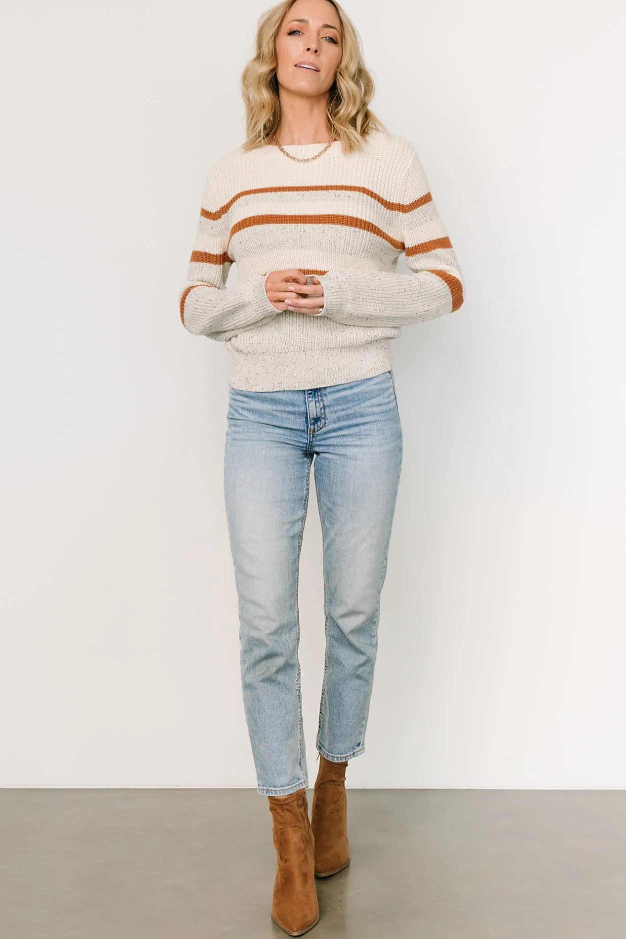 Fashion Baltic Born Peyton Striped Sweater | Cream + Camel Cream+Camel