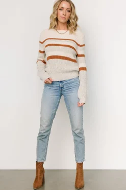 Fashion Baltic Born Peyton Striped Sweater | Cream + Camel Cream+Camel