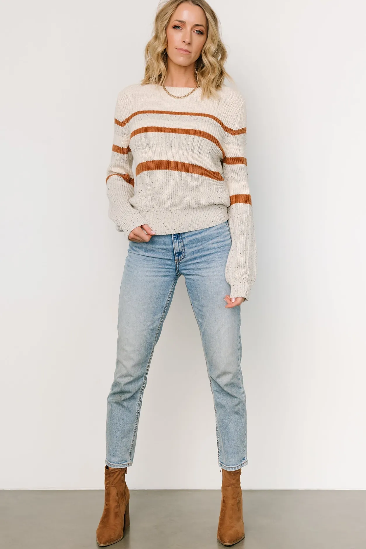 Fashion Baltic Born Peyton Striped Sweater | Cream + Camel Cream+Camel