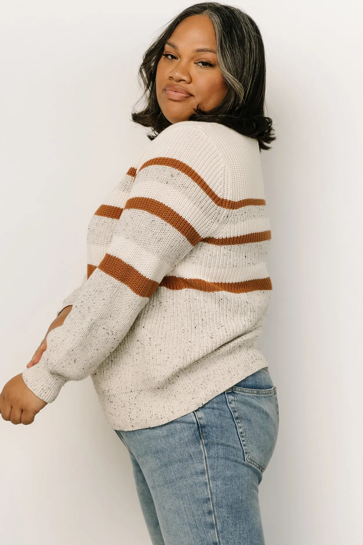 Fashion Baltic Born Peyton Striped Sweater | Cream + Camel Cream+Camel