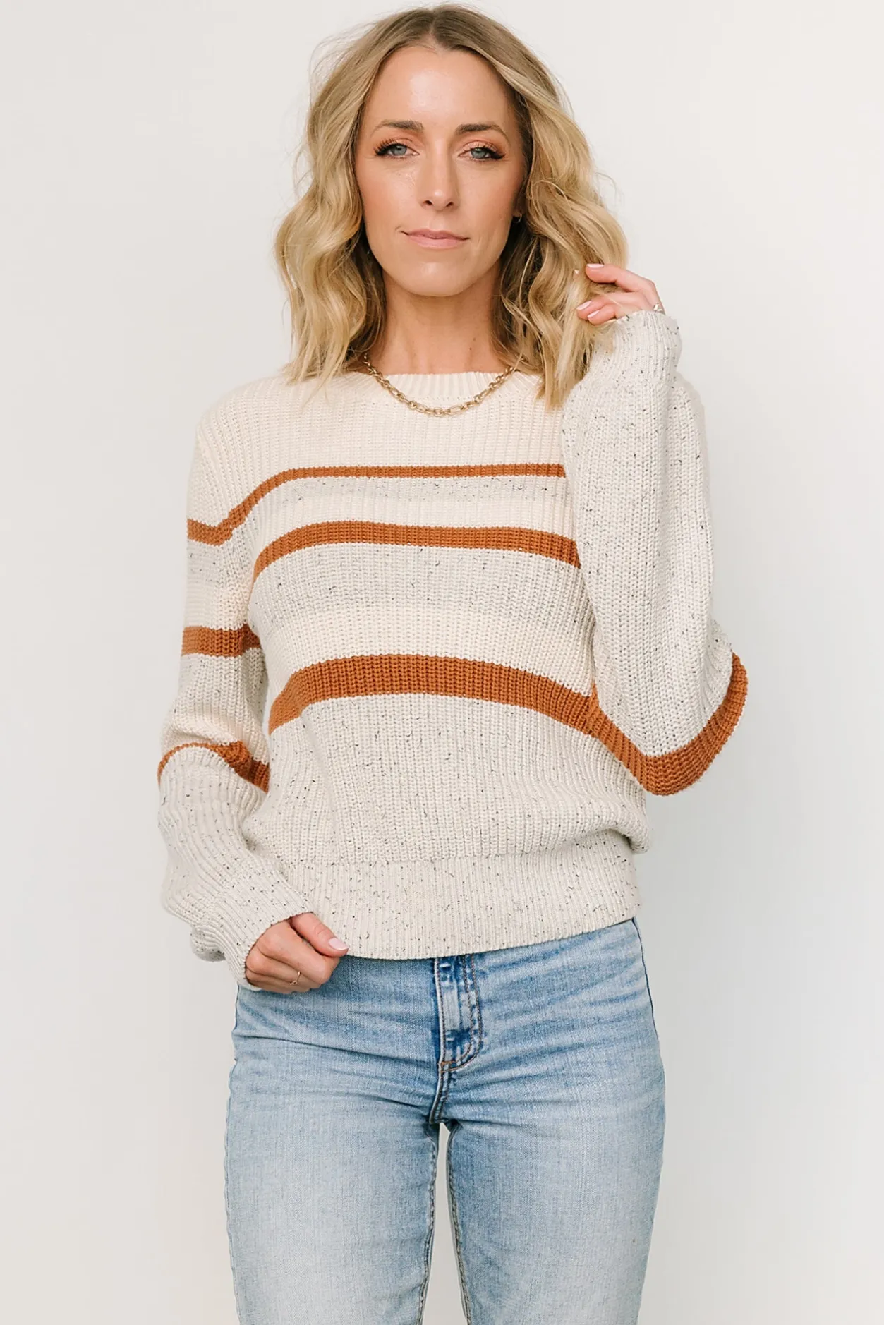 Fashion Baltic Born Peyton Striped Sweater | Cream + Camel Cream+Camel