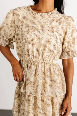 Online Baltic Born Pia Tiered Midi Dress | Pale Yellow Floral PaleYellowFloral