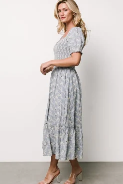 New Baltic Born Piper Eyelet Midi Dress | Blue + Ivory Blue+Ivory