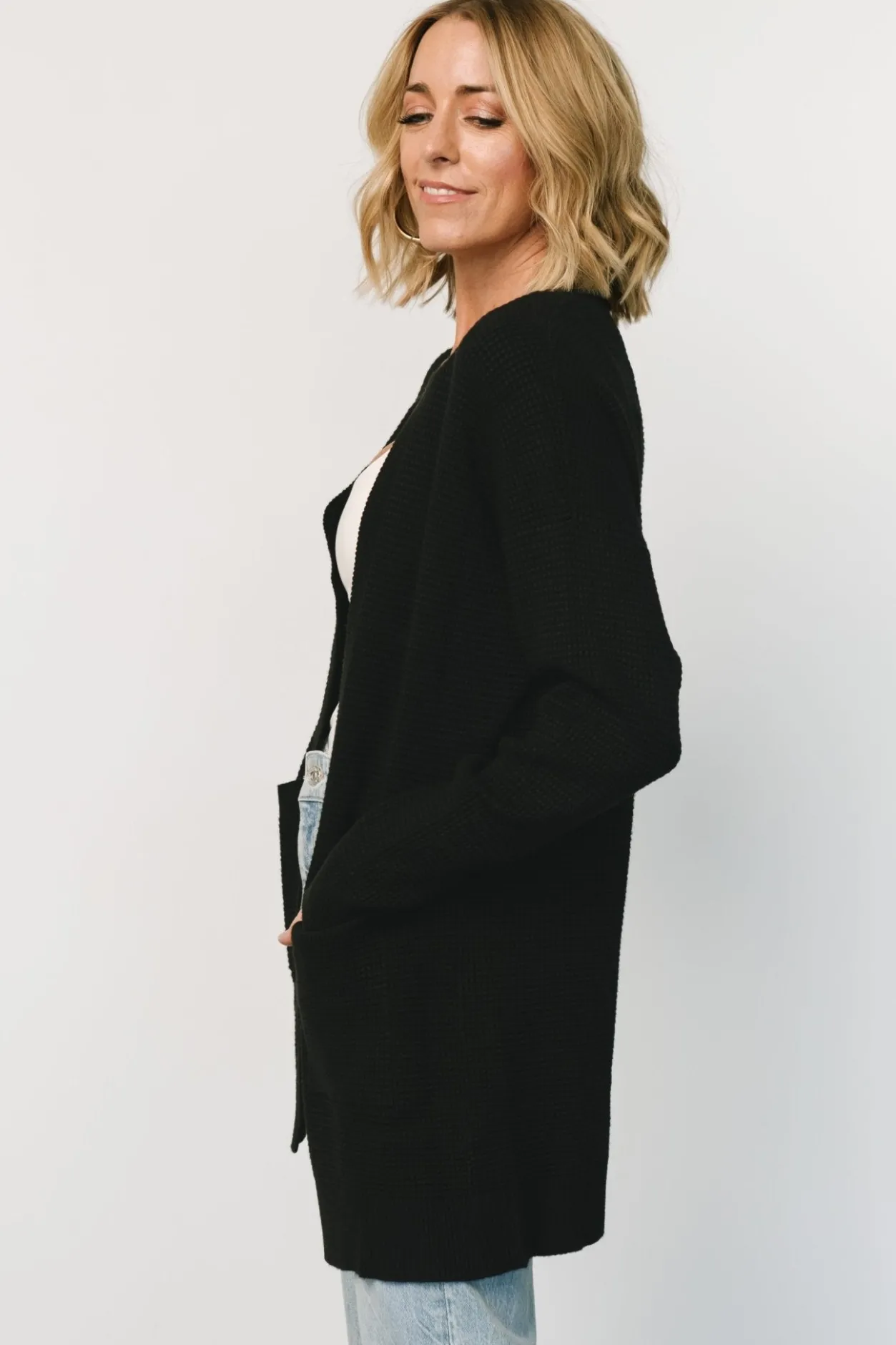 Best Baltic Born Portsmouth Waffle Cardigan | Black