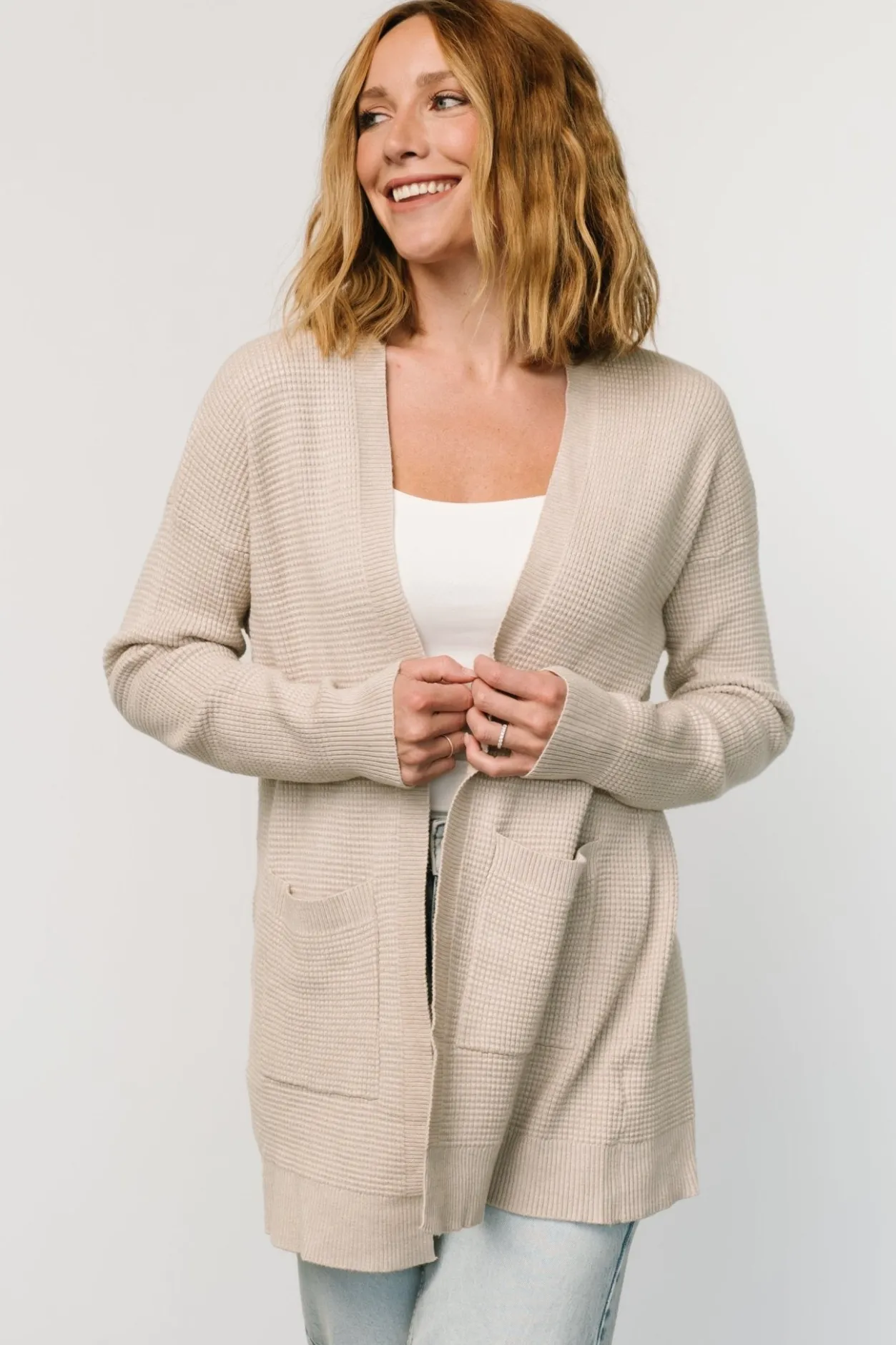 Clearance Baltic Born Portsmouth Waffle Cardigan | Oatmeal