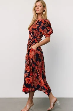 Outlet Baltic Born Potenza Wrap Dress | Navy + Rust Navy+Rust