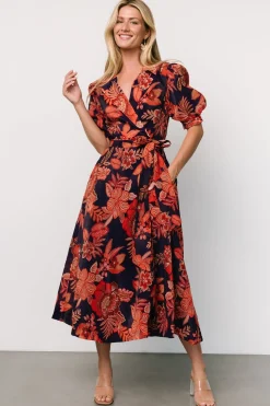 Outlet Baltic Born Potenza Wrap Dress | Navy + Rust Navy+Rust
