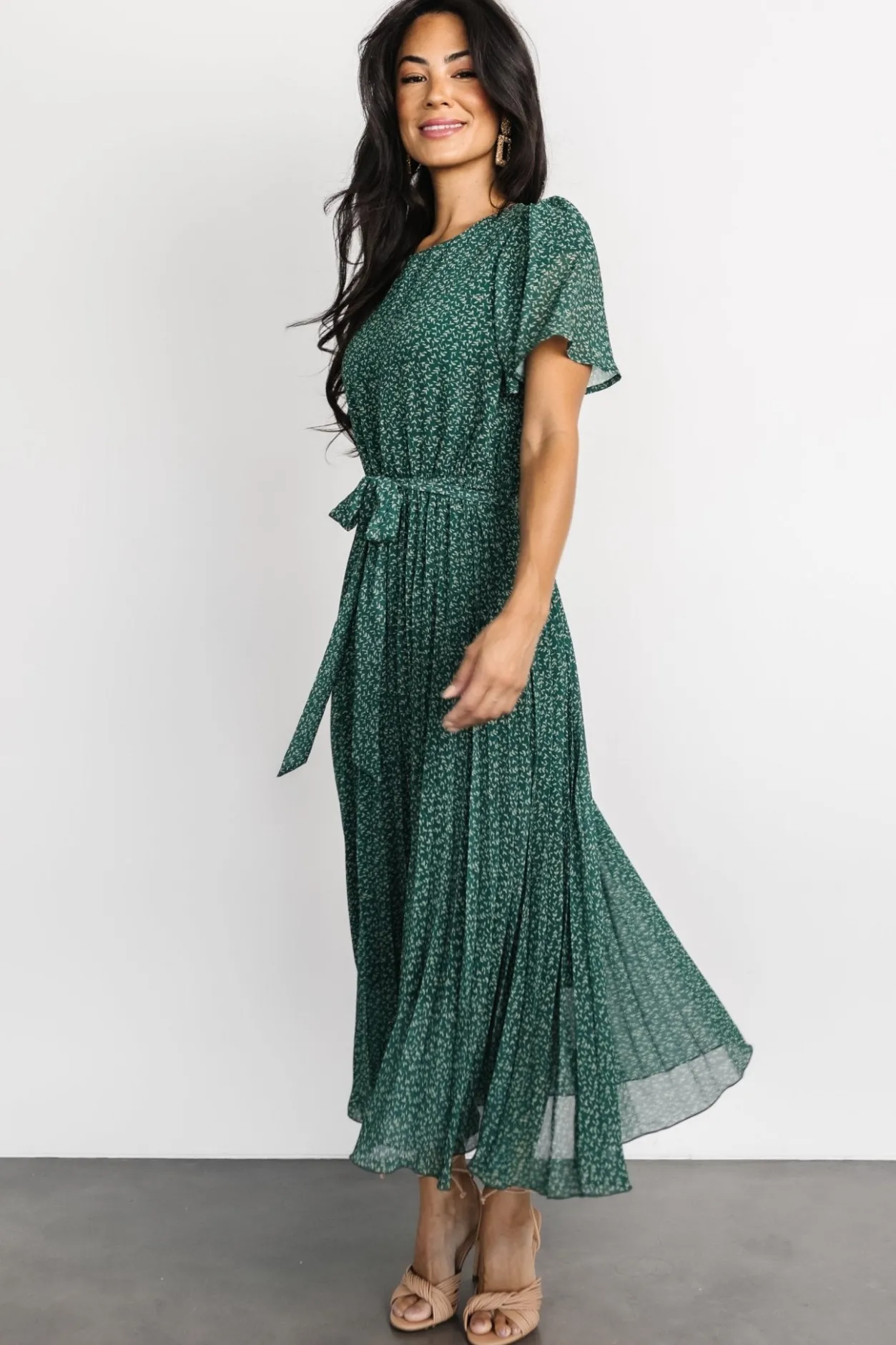 Online Baltic Born Prim Pleated Dress | Green Print GreenPrint