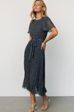 New Baltic Born Prim Pleated Dress | Navy Print NavyPrint