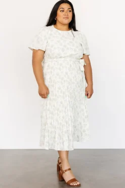 Hot Baltic Born Prim Pleated Dress | Vintage Olive Print VintageOlivePrint