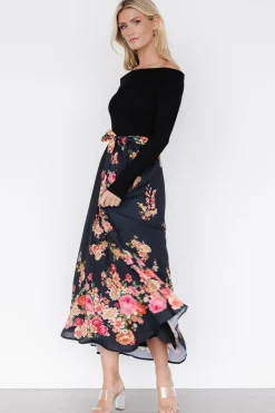 Fashion Baltic Born Qadira Off Shoulder Dress | Black + Multi Floral Black+MultiFloral