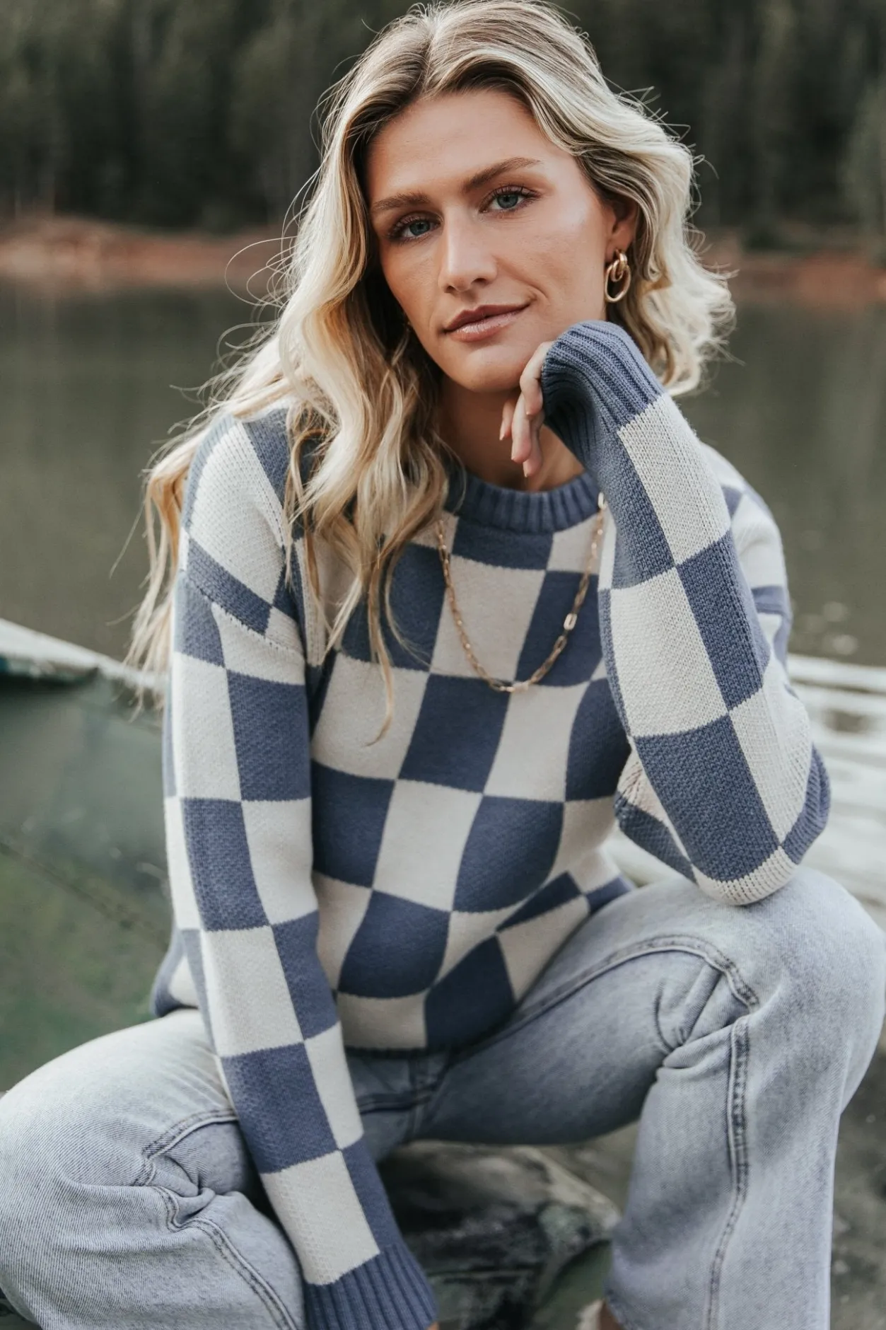Discount Baltic Born Quincy Checkered Sweater | Blue