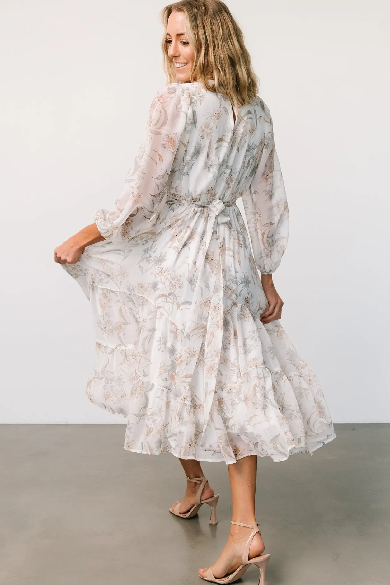 Outlet Baltic Born Raven Midi Dress | Off White Floral OffWhiteFloral