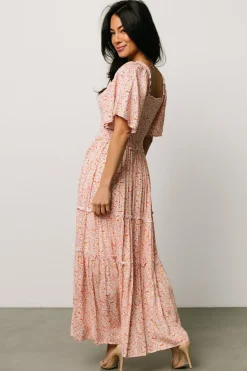 Hot Baltic Born Regina Smocked Maxi Dress | Coral Floral CoralFloral