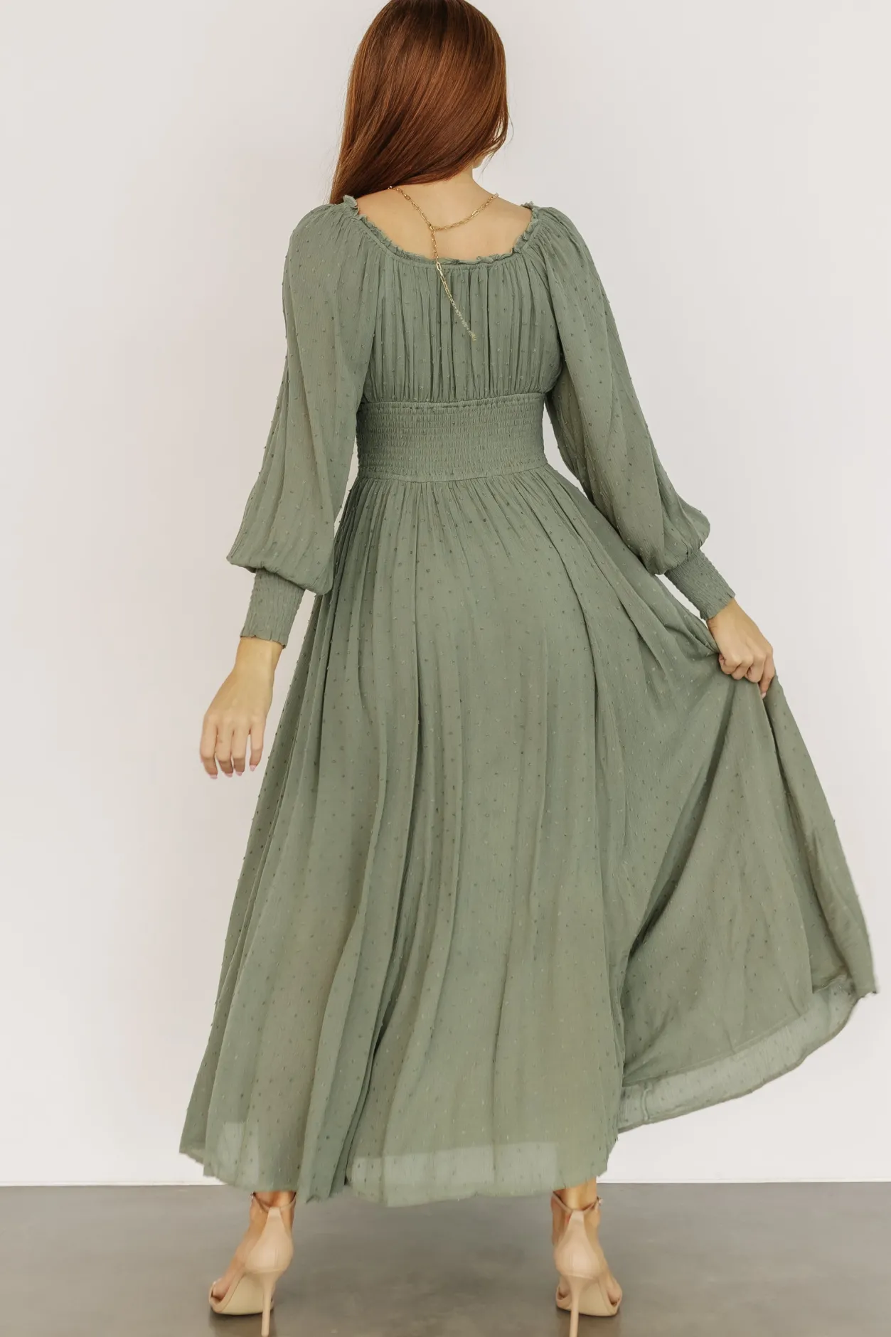 Online Baltic Born Renata Dot Maxi Dress | Dusty Olive DustyOlive