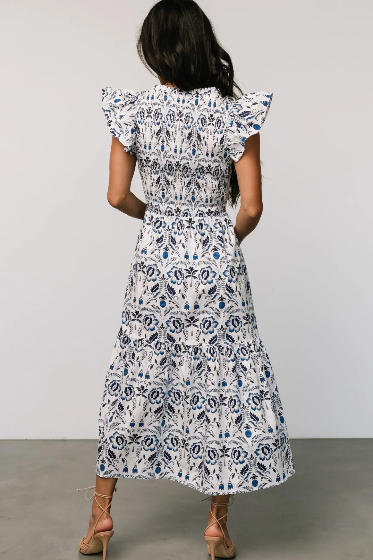 New Baltic Born Rhodes Smocked Dress | White + Blue Print White+BluePrint