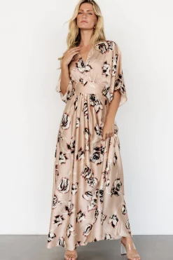 Clearance Baltic Born Romilly Satin Maxi Dress | Champagne Print ChampagnePrint